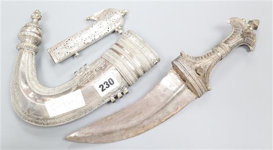 A 19th century silver jambiya silver and a similar handle